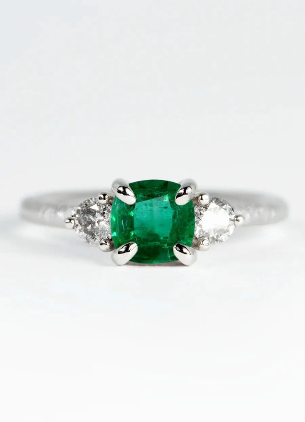 Custom Emerald Trilogy Engagement Rings James Newman Jewellery