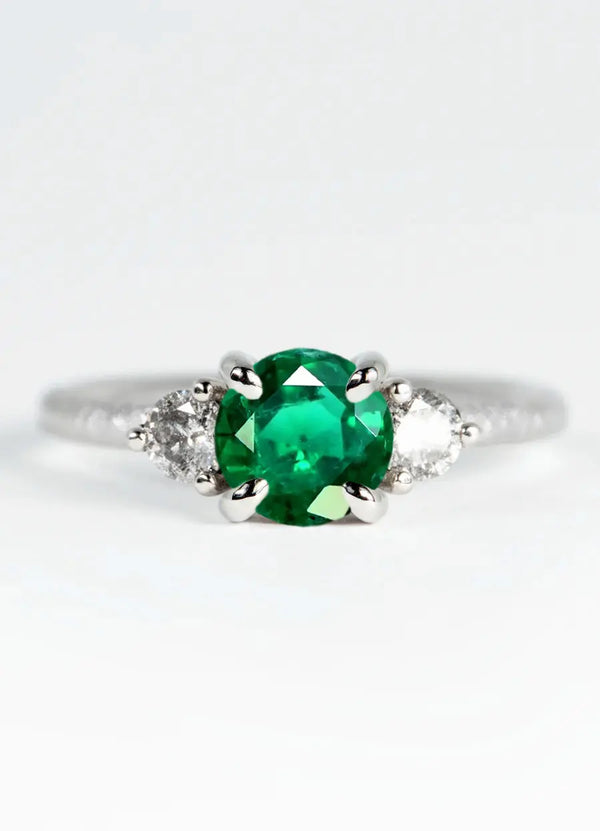 Custom Emerald Trilogy Engagement Rings James Newman Jewellery