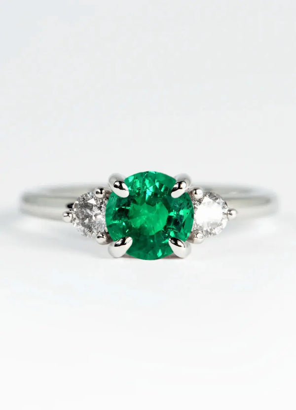 Custom Emerald Trilogy Engagement Rings James Newman Jewellery