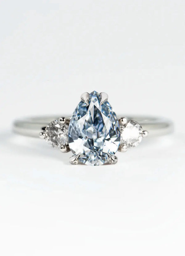 Custom Pear Shaped Diamond Trilogy Engagement Rings James Newman Jewellery