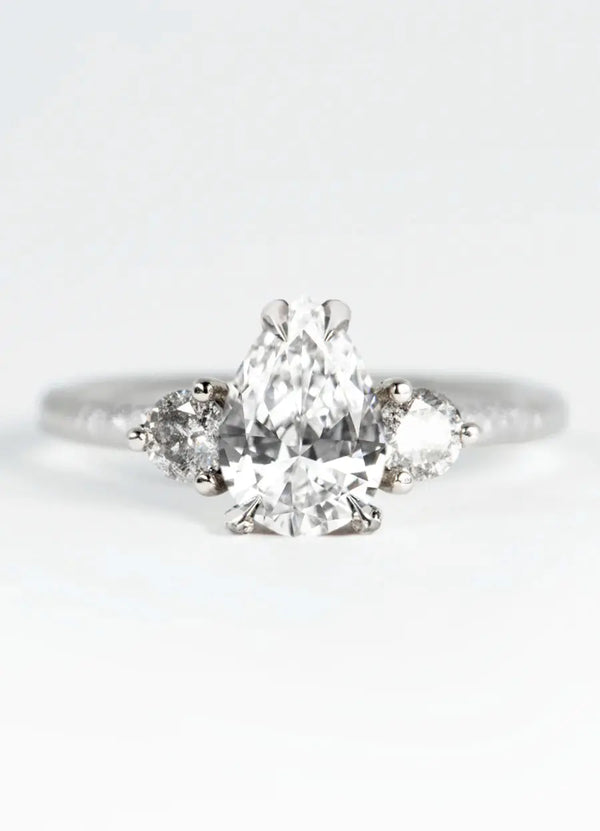 Custom Pear Shaped Diamond Trilogy Engagement Rings James Newman Jewellery