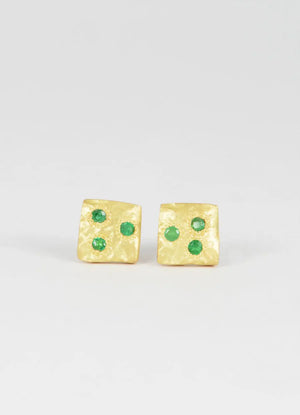 Dainty Square Emerald Flux Studs James Newman Jewellery