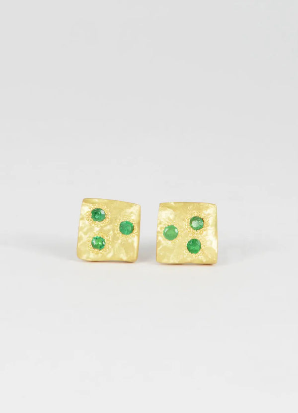 Dainty Square Emerald Flux Studs James Newman Jewellery