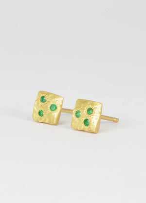 Dainty Square Emerald Flux Studs James Newman Jewellery