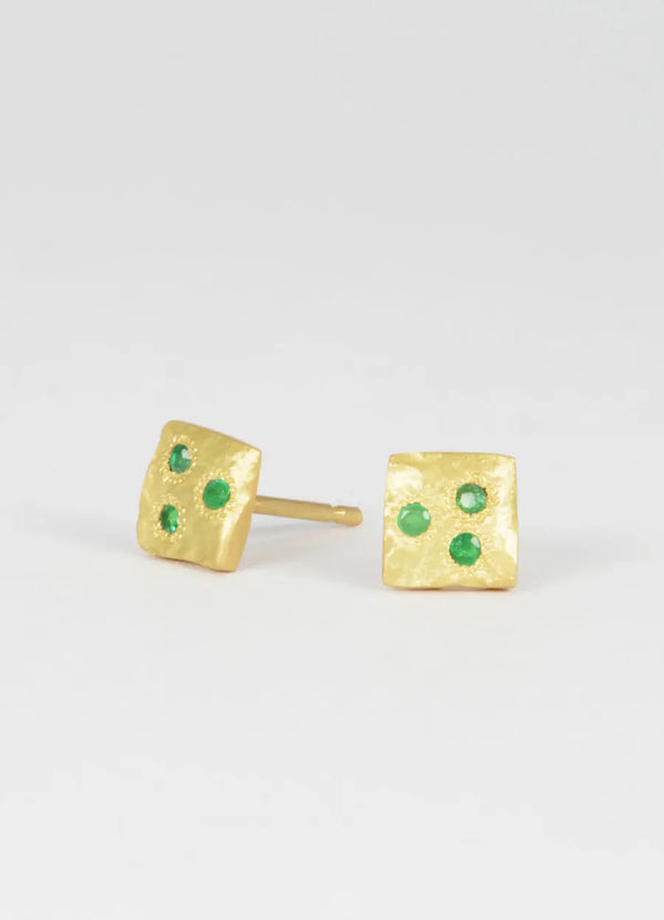 Dainty Square Emerald Flux Studs James Newman Jewellery