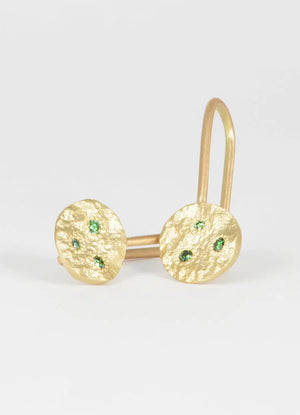 Flux Green Diamond Round Drop Earrings James Newman Jewellery