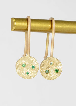 Flux Green Diamond Round Drop Earrings James Newman Jewellery