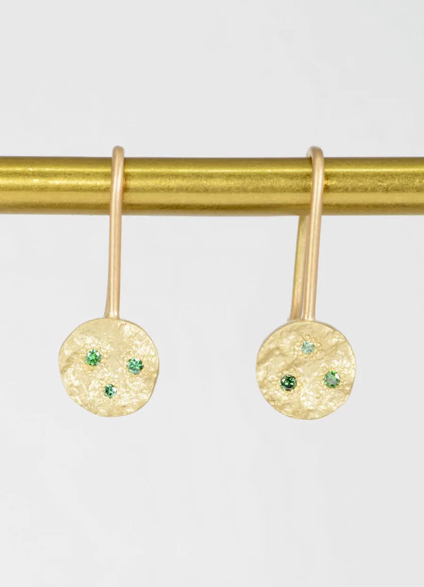 Flux Green Diamond Round Drop Earrings James Newman Jewellery