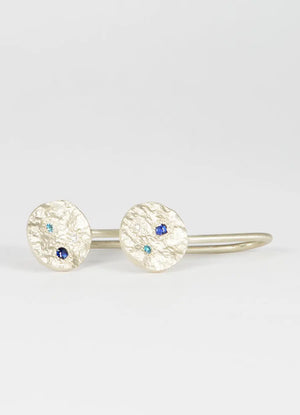 Flux Sapphire & Diamond Round Drop Earrings James Newman Jewellery