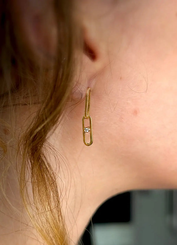 Paperclip Drop Ear Studs James Newman Jewellery