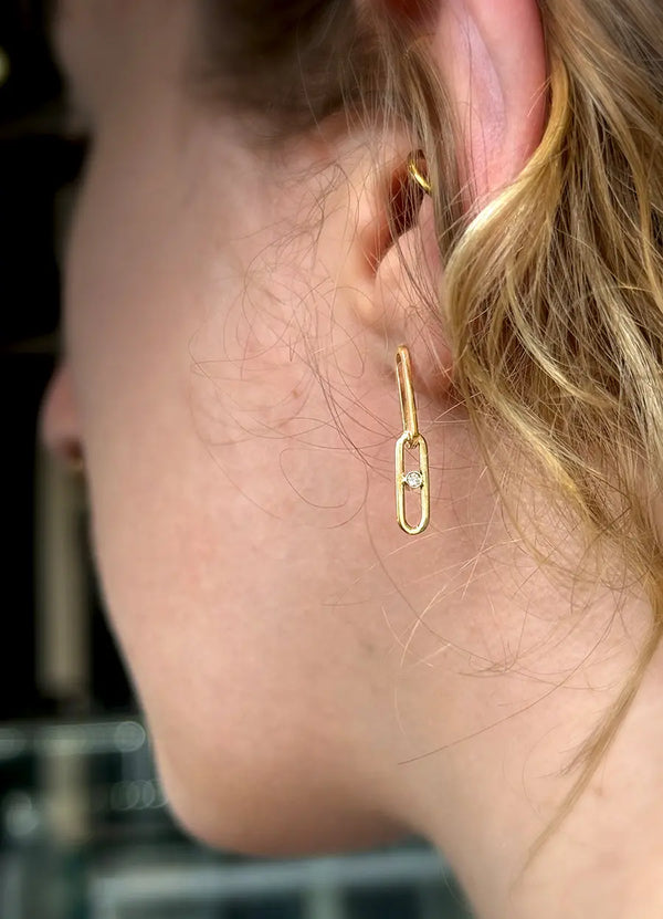 Paperclip Drop Ear Studs James Newman Jewellery