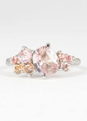 Peach & Pink Sapphire Cluster Ring James Newman Jewellery