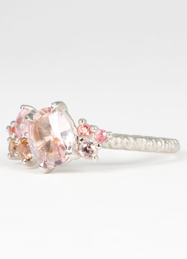 Peach & Pink Sapphire Cluster Ring James Newman Jewellery