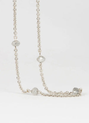 Platinum Salt and Pepper Diamond Bead Necklace James Newman Jewellery