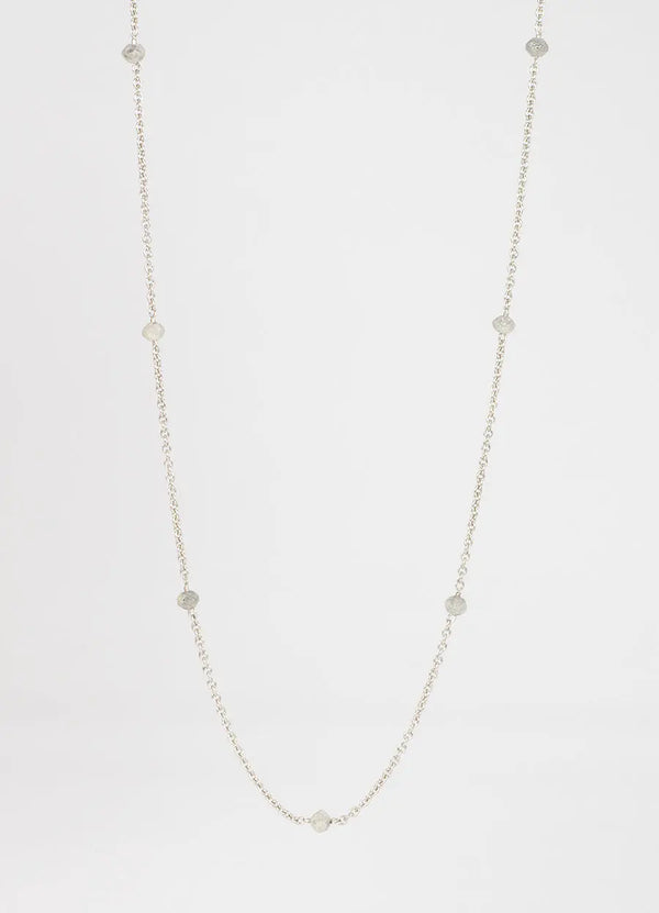 Platinum Salt and Pepper Diamond Bead Necklace James Newman Jewellery