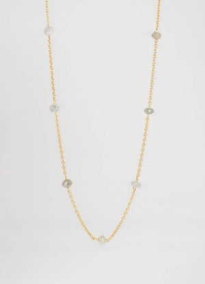 Yellow Gold Salt and Pepper Diamond Bead Necklace James Newman Jewellery