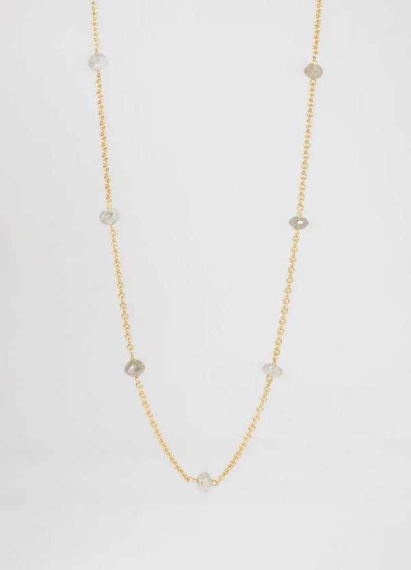 Yellow Gold Salt and Pepper Diamond Bead Necklace James Newman Jewellery